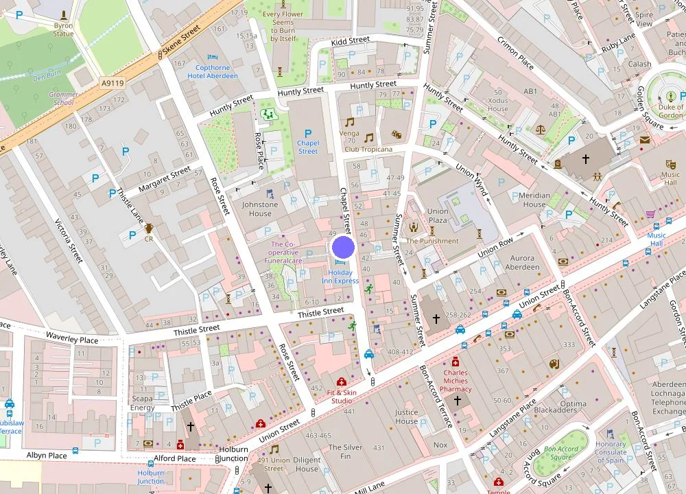 Map: Holiday Inn Express Aberdeen City Centre by IHG